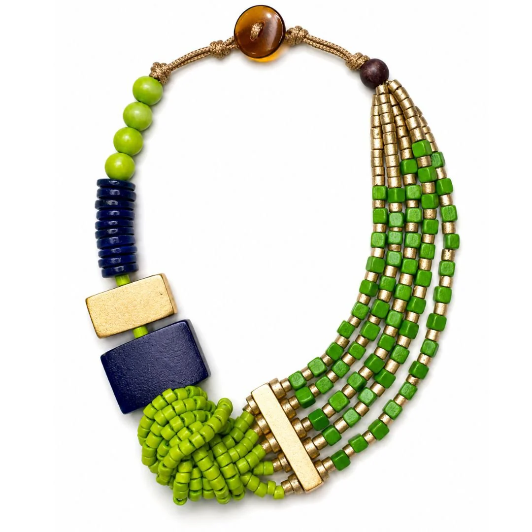 Green Multi-Strand Wood Bead Necklace – Alisha D Jewelry