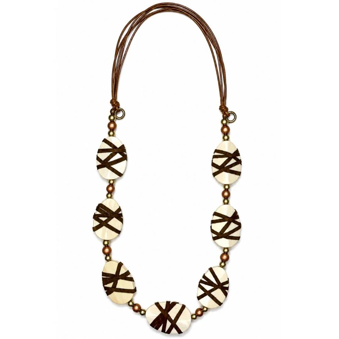 Hand Wrapped Oval Bead Necklace by Alisha D Jewelry
