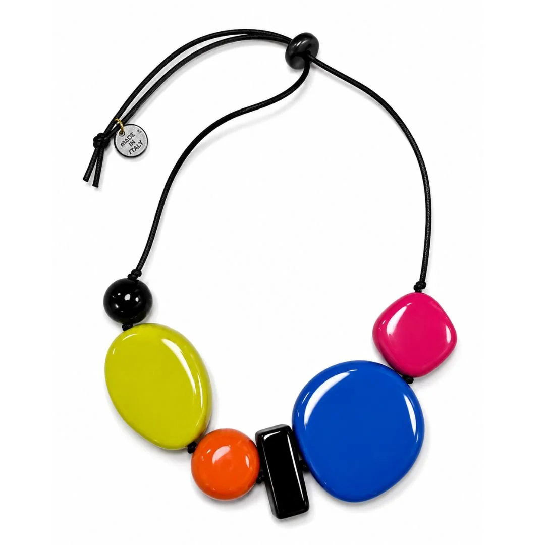 Multi Color Geometric Resin Necklace by Alisha D Jewelry - Image 2