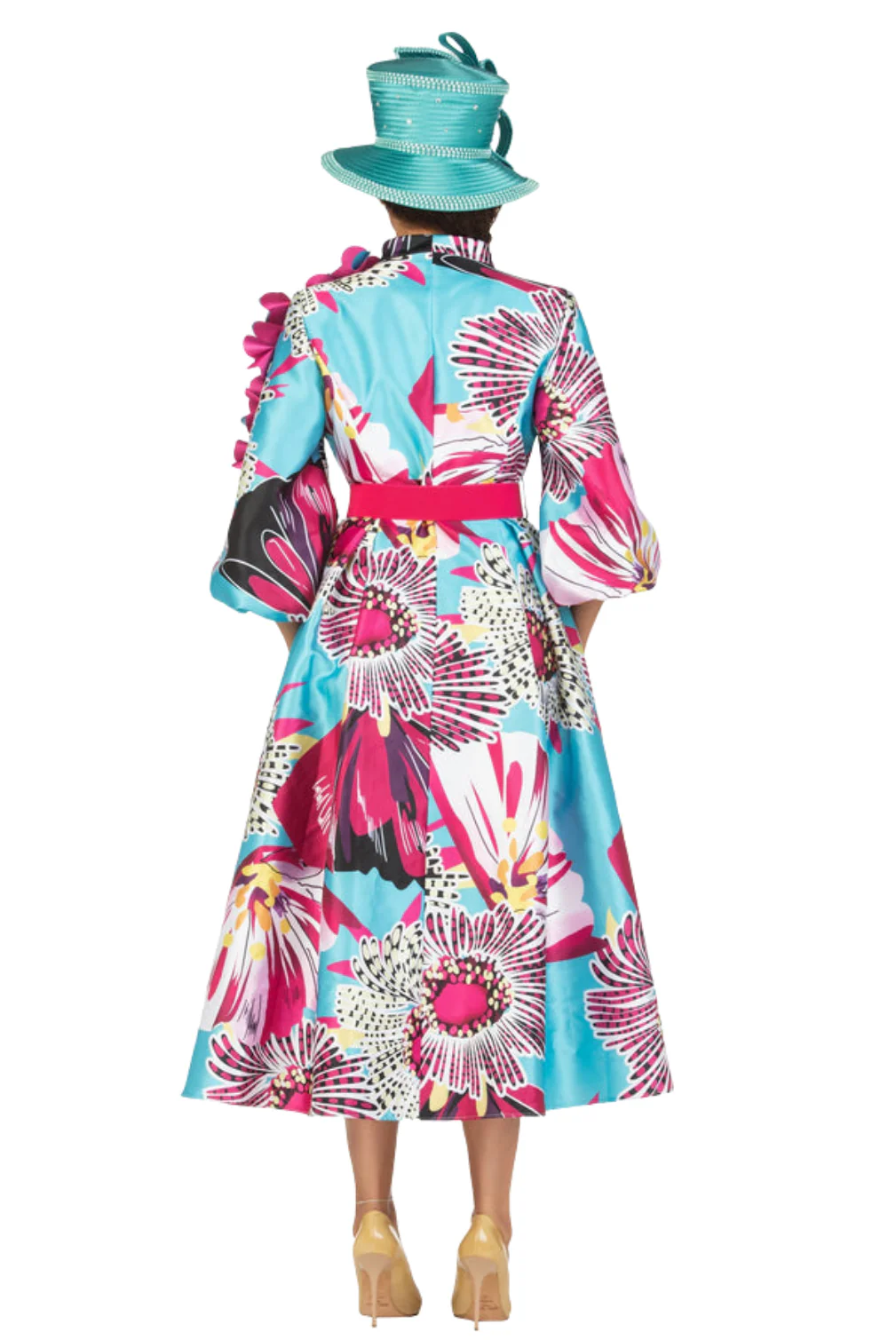 Balloon Slv Floral Print Drs w/ Belt - Image 2