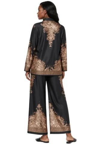 Baroque Print Satin Pant Set -82895 - Image 2