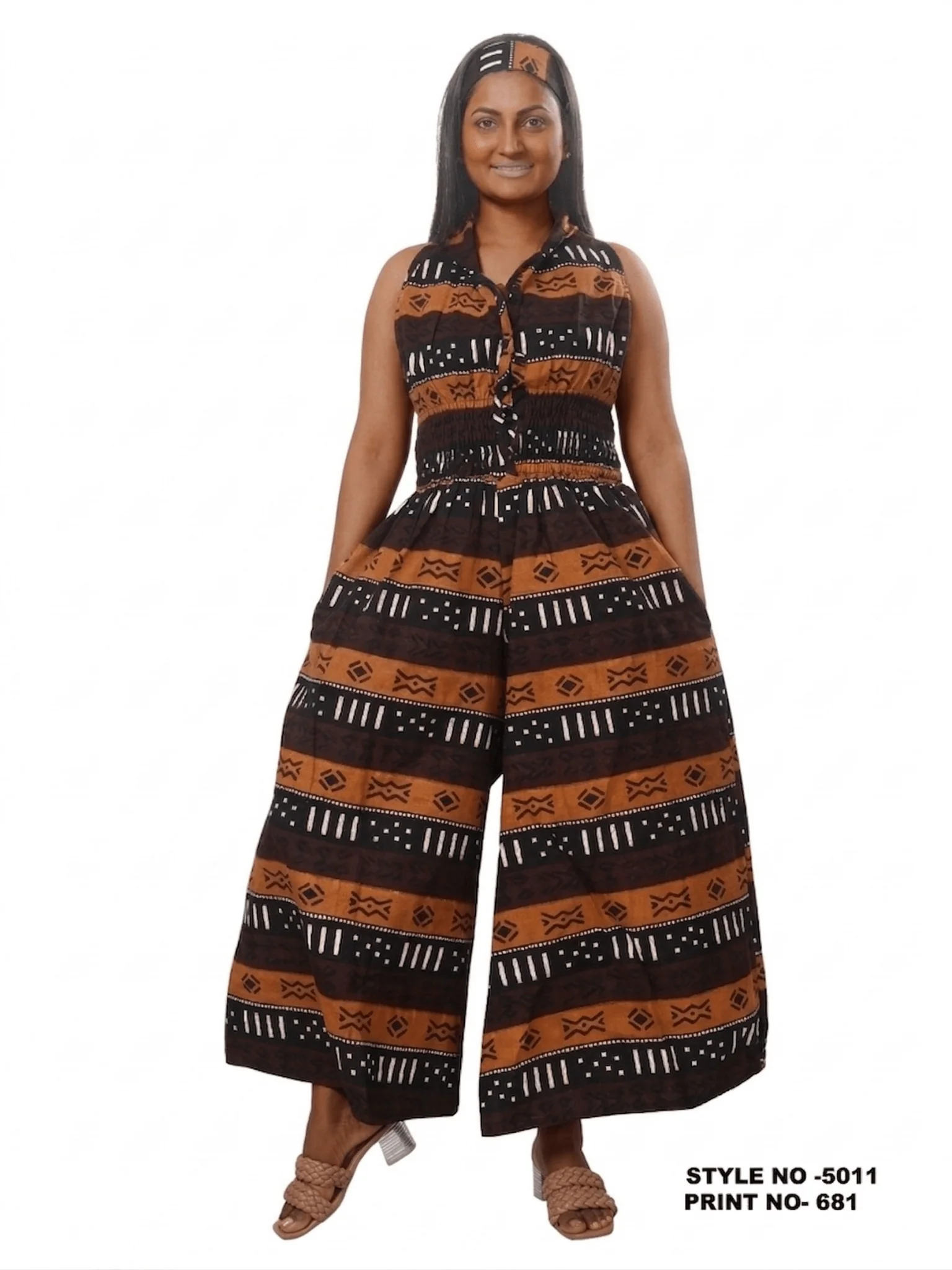 Batik Print Halter Jumpsuit - Image 3