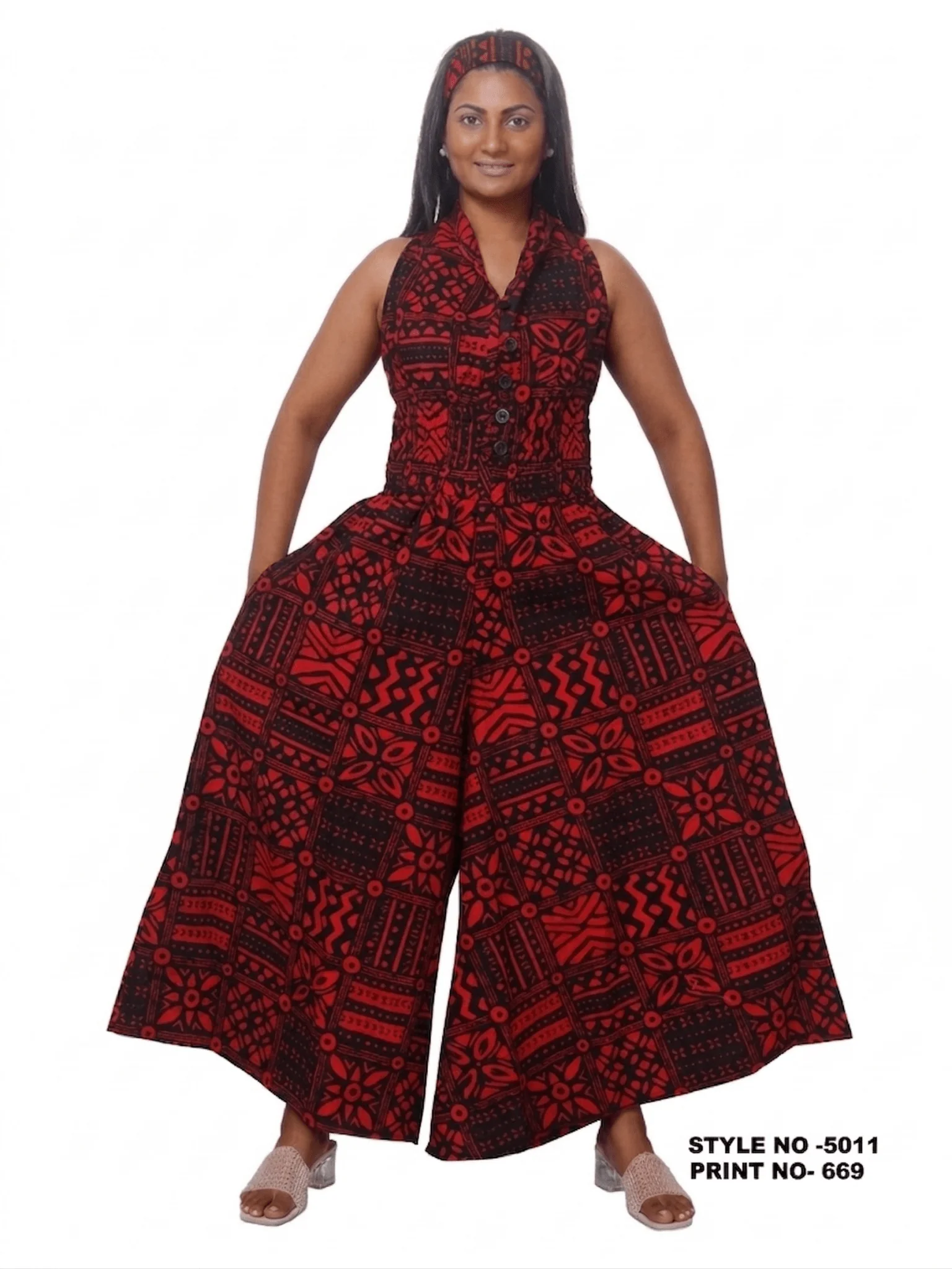 Batik Print Halter Jumpsuit - Image 4