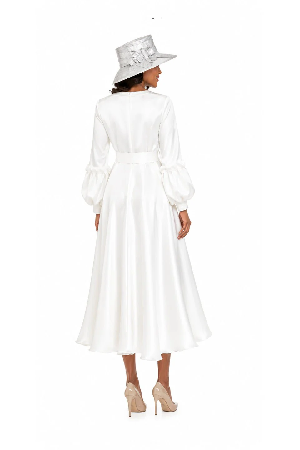 Belted A-line Dress w/ Beaded Embroidery - Image 2