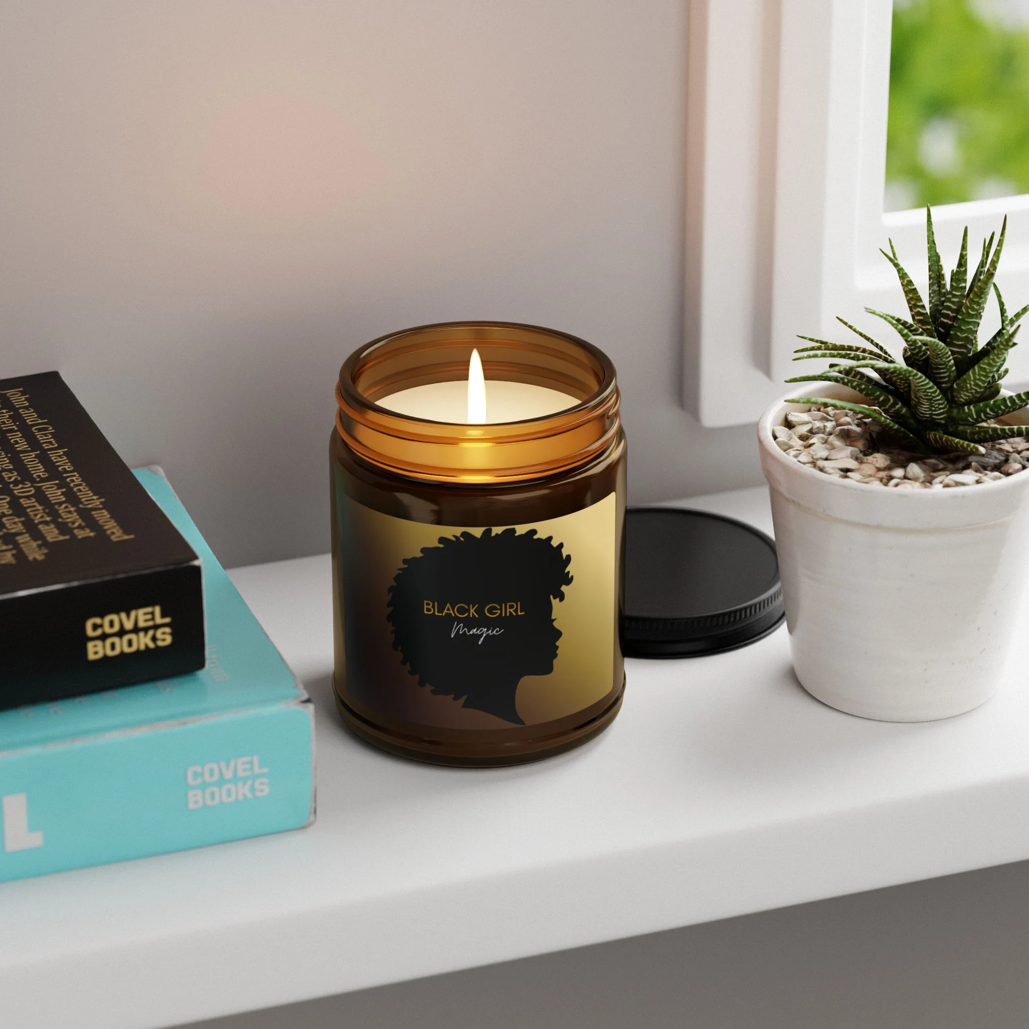 Black Girl Magic Scented Soy Candle — Amber Jar - Image 4