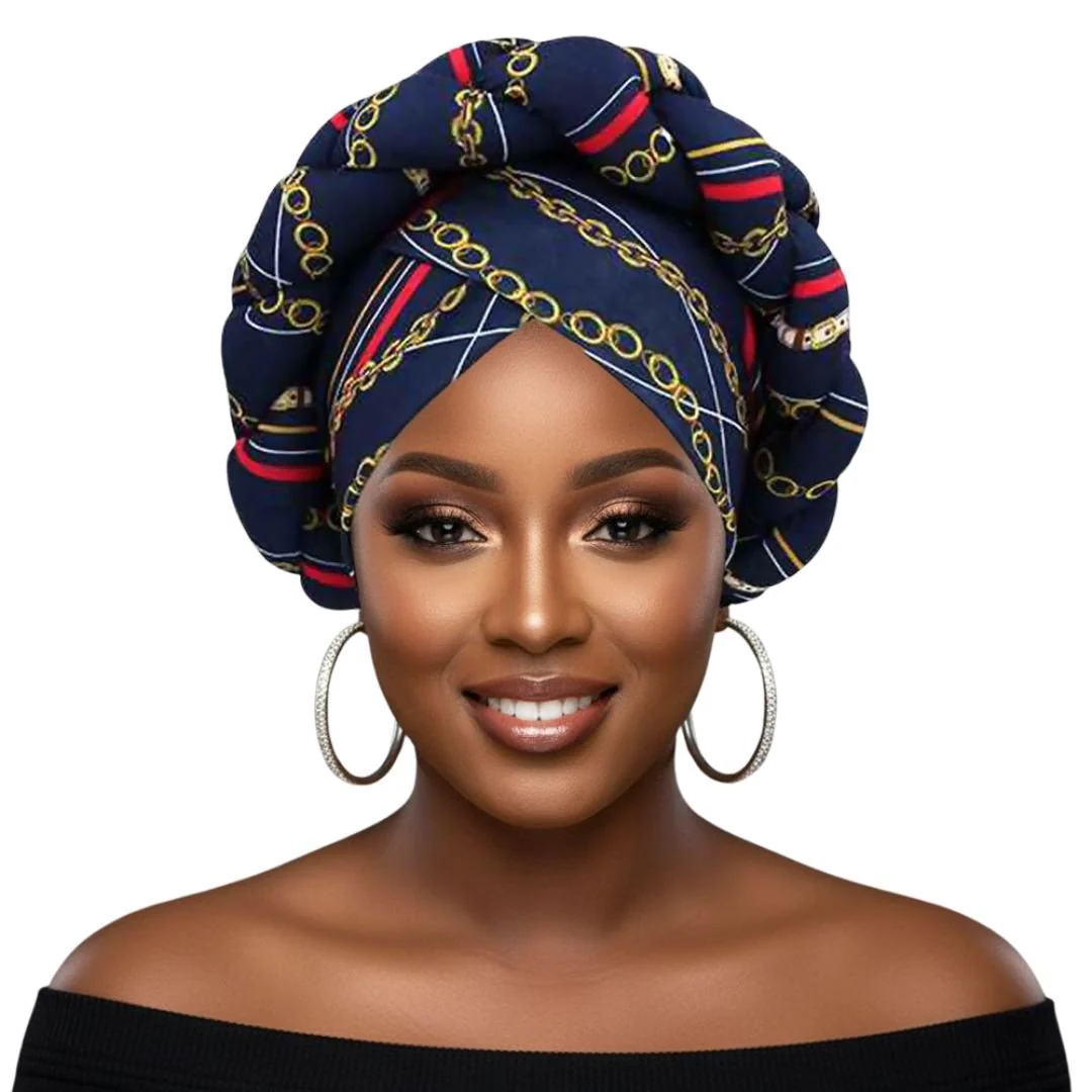 Bold Abstract Pattern Printed Turban Hair Wrap - Image 4