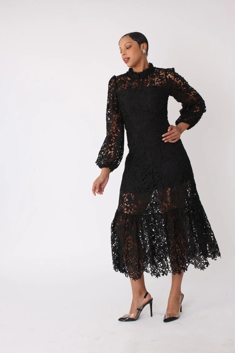 Chartreuse Lace Midi Dress -82434 - Image 6