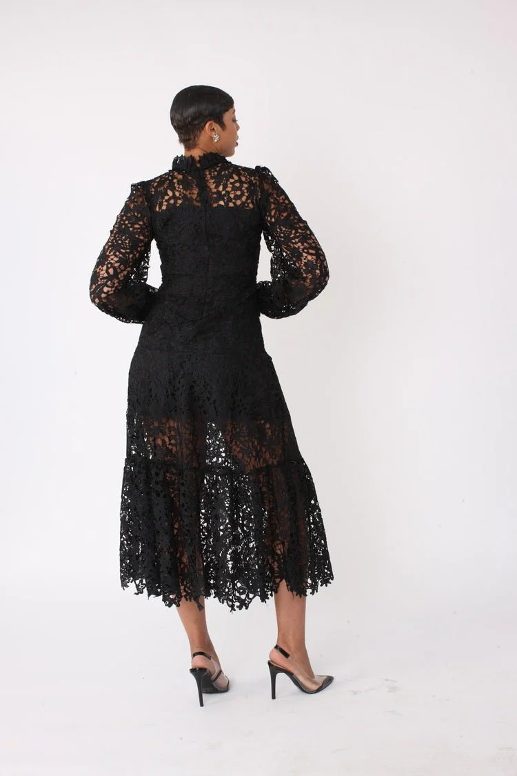 Chartreuse Lace Midi Dress -82434 - Image 8