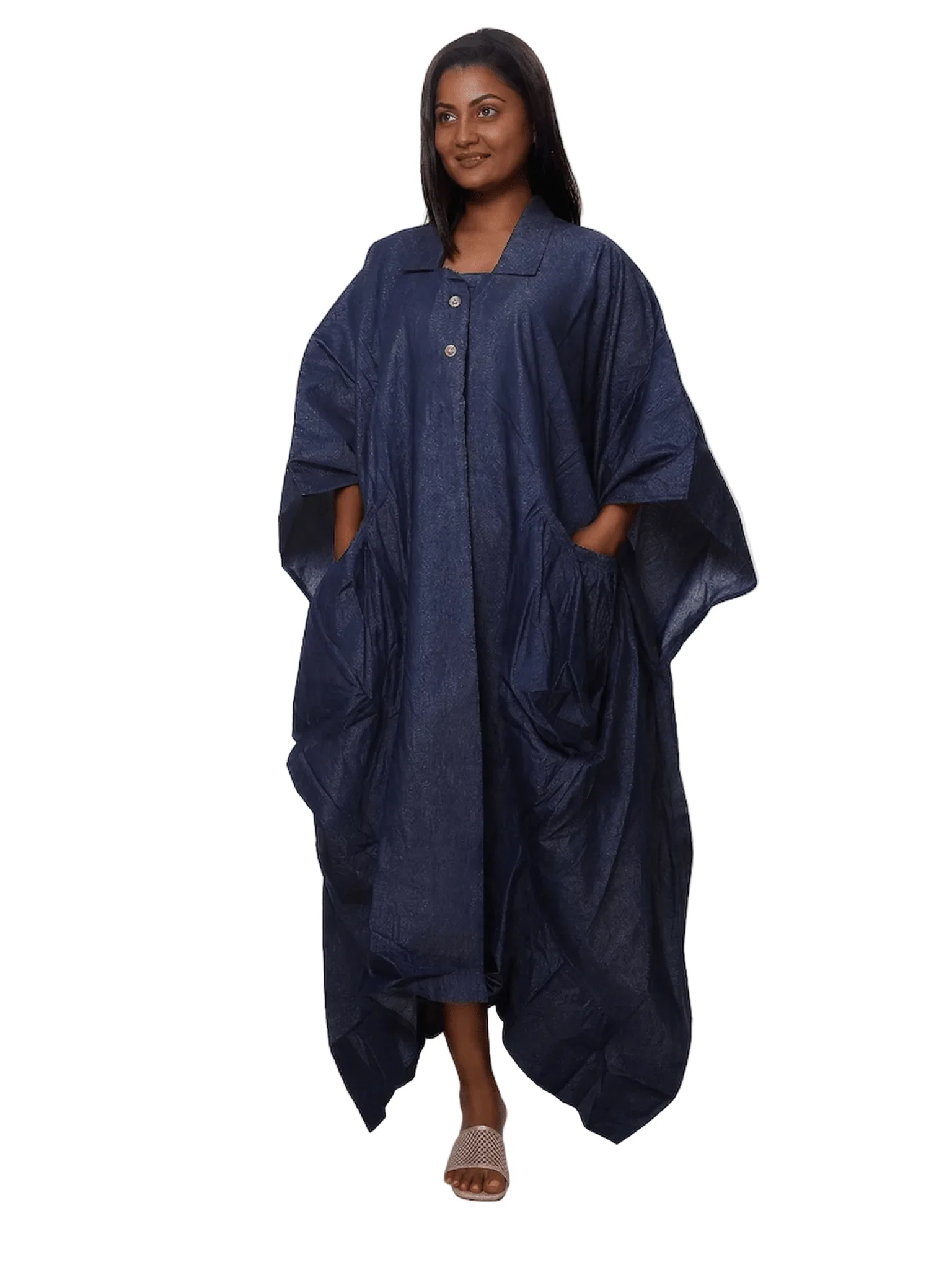 Collared Batwing Kaftan Gown