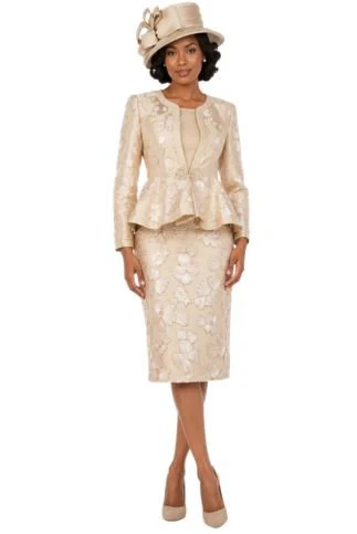 Couture Floral Embroidered 3-Piece Skirt Suit-Plus
