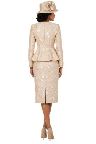 Couture Floral Embroidered 3-Piece Skirt Suit-Plus - Image 2