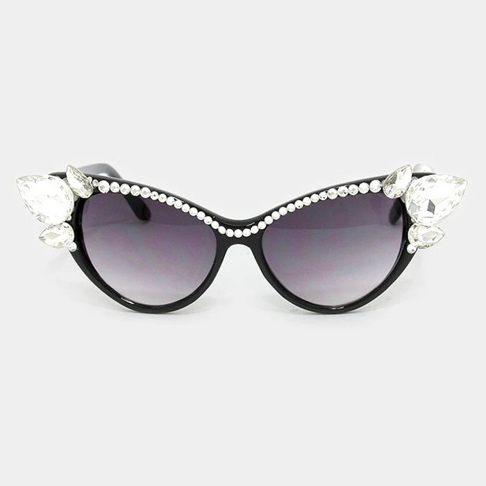 Crystal Embellished Cat Eye Sunglasses - Image 3