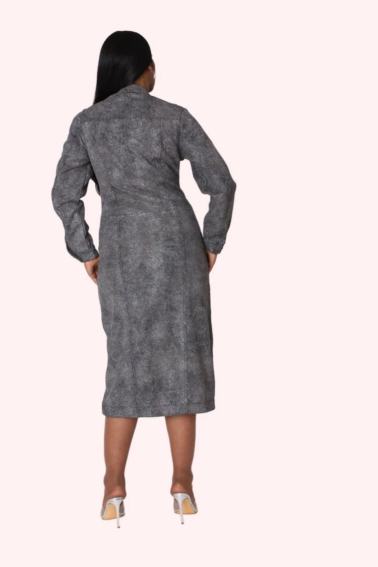 Crystal Embellished Denim Midi Dress - 82680 - Image 3