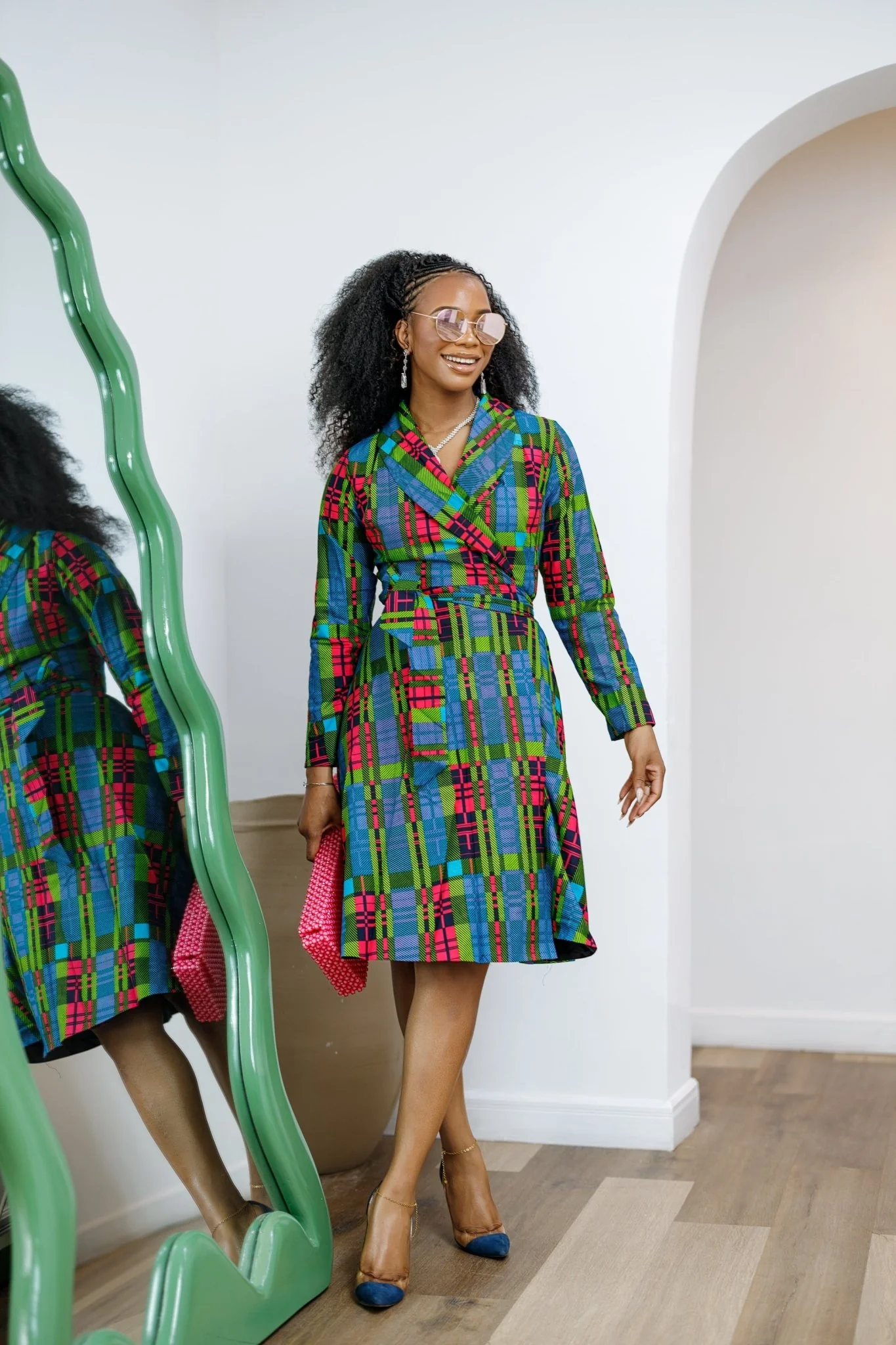 DERA AFRICAN PRINT WRAP MIDI DRESS - Image 3