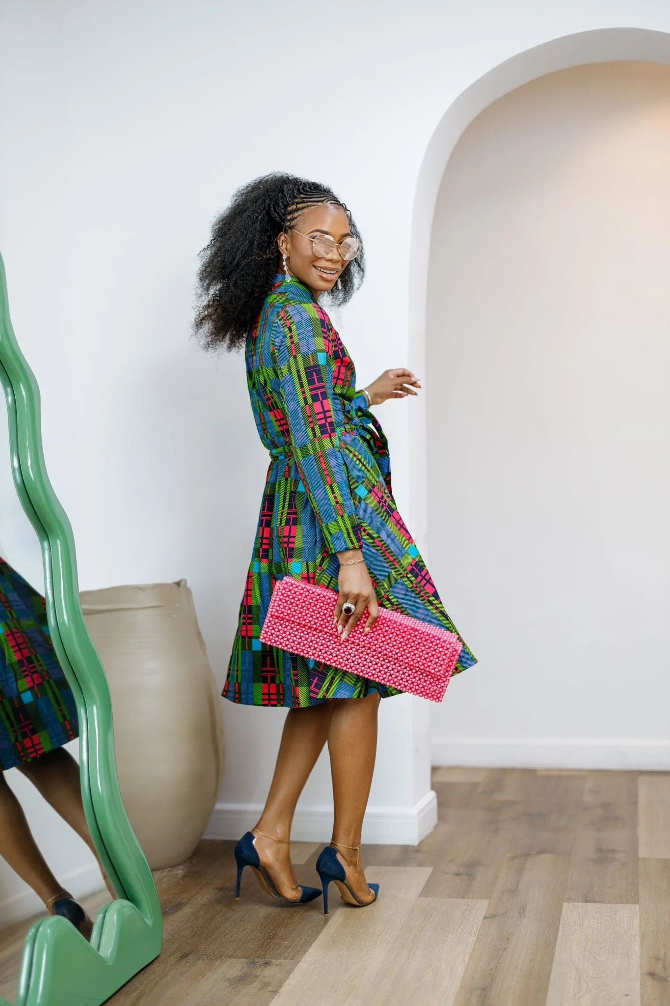 DERA AFRICAN PRINT WRAP MIDI DRESS - Image 4
