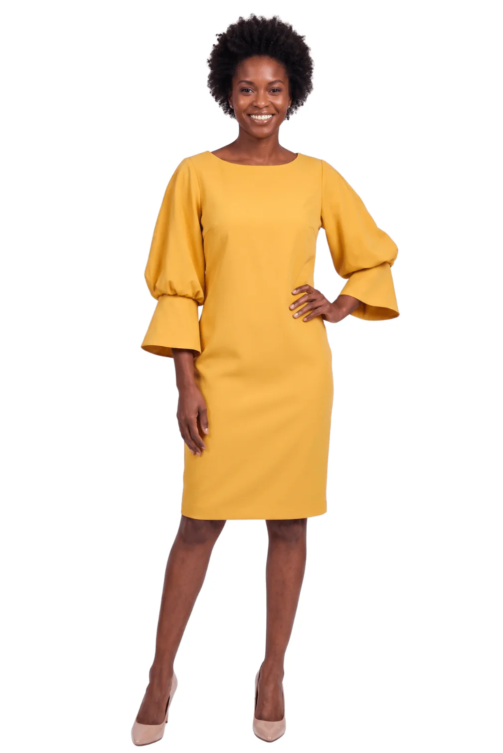 Bell Sleeve Sheath Dress by Divine Apparel - Image 2