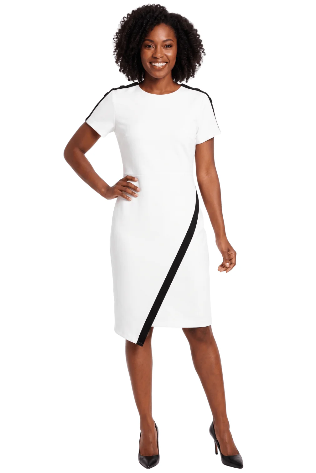 Colorblock Trim Sheath Dress by Divine Apparel