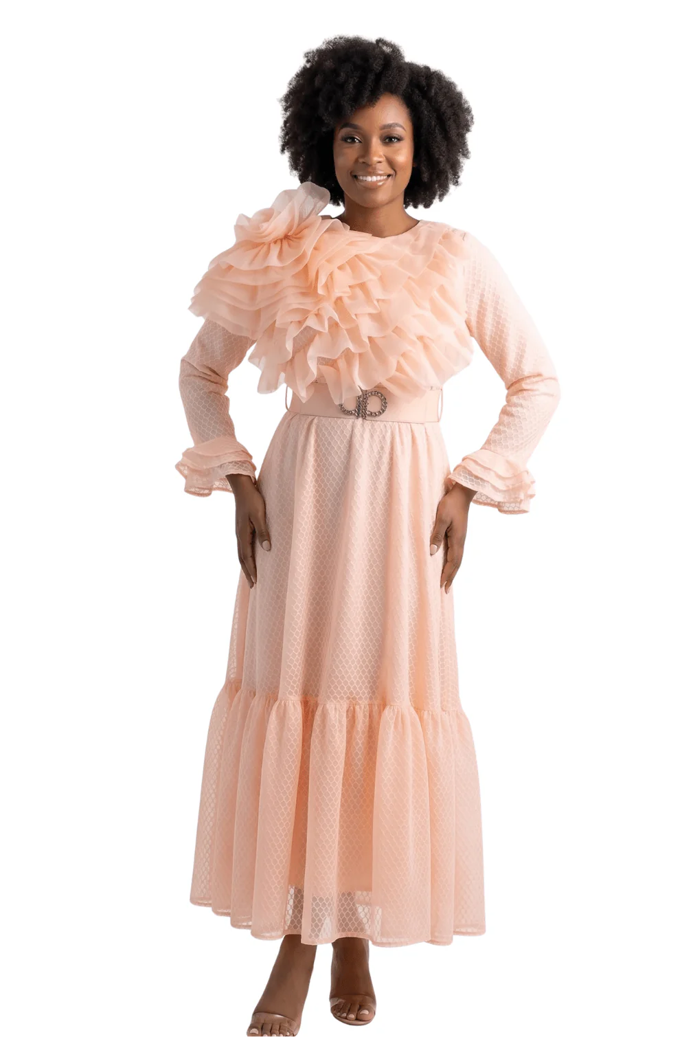 Ruffle Floral Maxi Dress by Divine Apparel