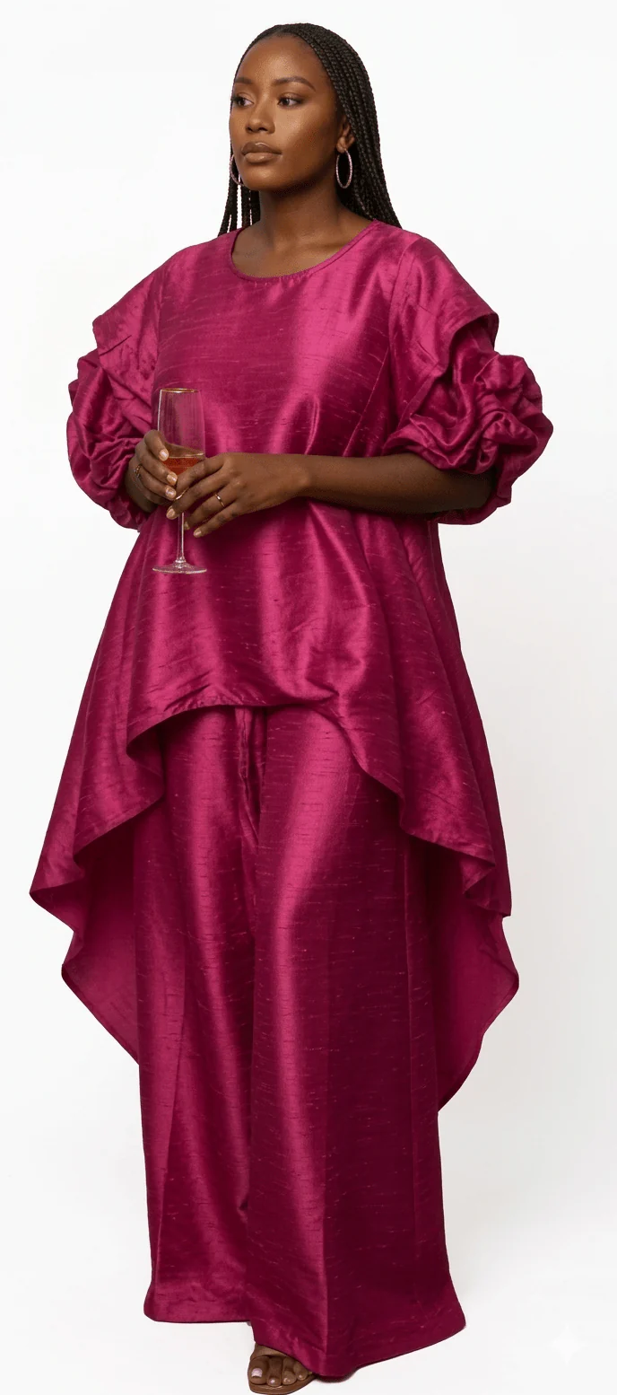 Ebony & Gold Sculptural Peplum Set - Image 4