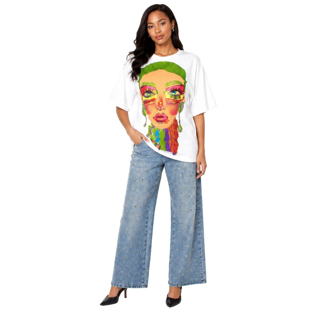 Electric Portrait Rhinestone Tee - 83064