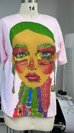 Electric Portrait Rhinestone Tee - 83064 - Image 6