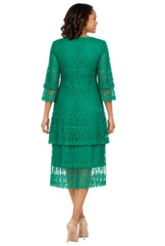 Elegant A-Line Tiered Lace Dress-Plus - Image 2