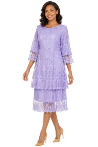 Elegant A-Line Tiered Lace Dress-Plus - Image 3
