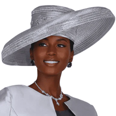 Elegant Olive & Silver Church Hat by Champagne Italy H6108 for Special Occasions - Image 2