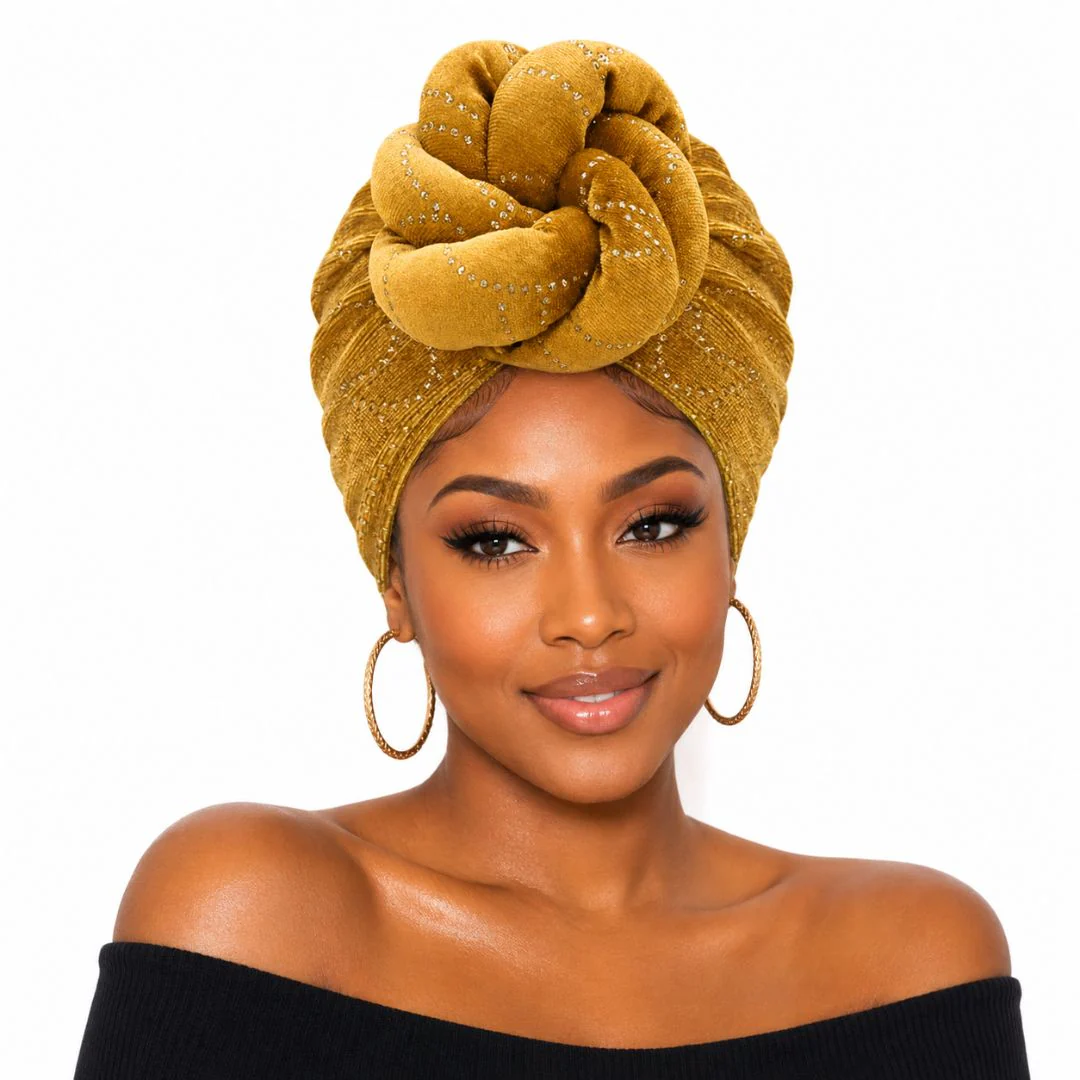 Elegant Rhinestone Studded Knot Turban Hair Wrap - Image 2