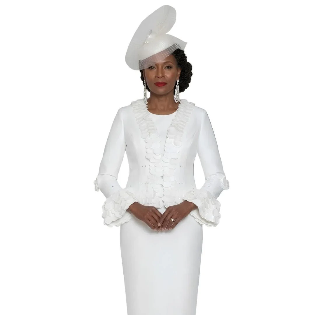 Elegant Scalloped Petal Trim Skirt Suit by Lily & Taylor
