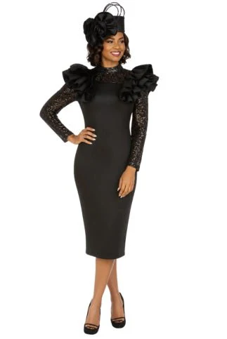 Elegant Scuba Sheath Dress w/ Semi-Sheer Lace Slv