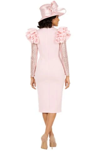 Elegant Scuba Sheath Dress w/ Semi-Sheer Lace Slv - Image 6