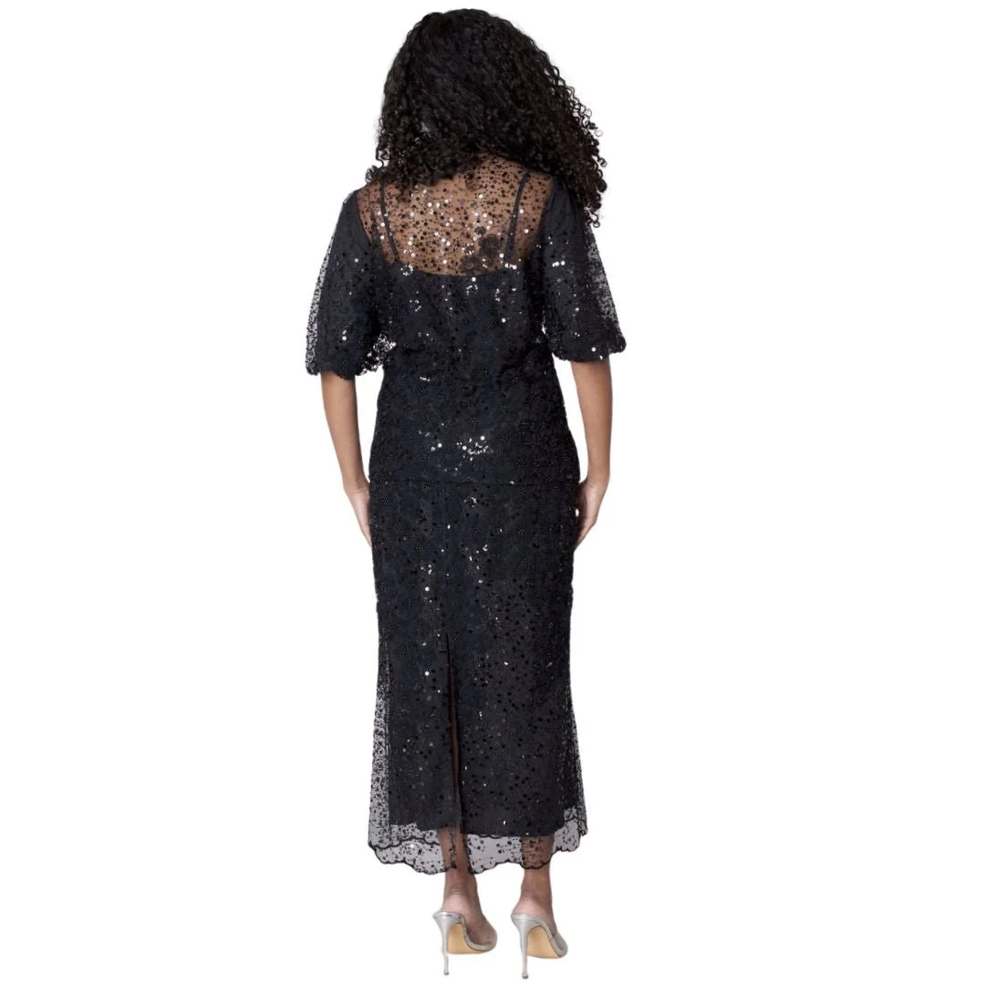Embroidered Sequin Organza Skirt Set - 82904 - Image 4