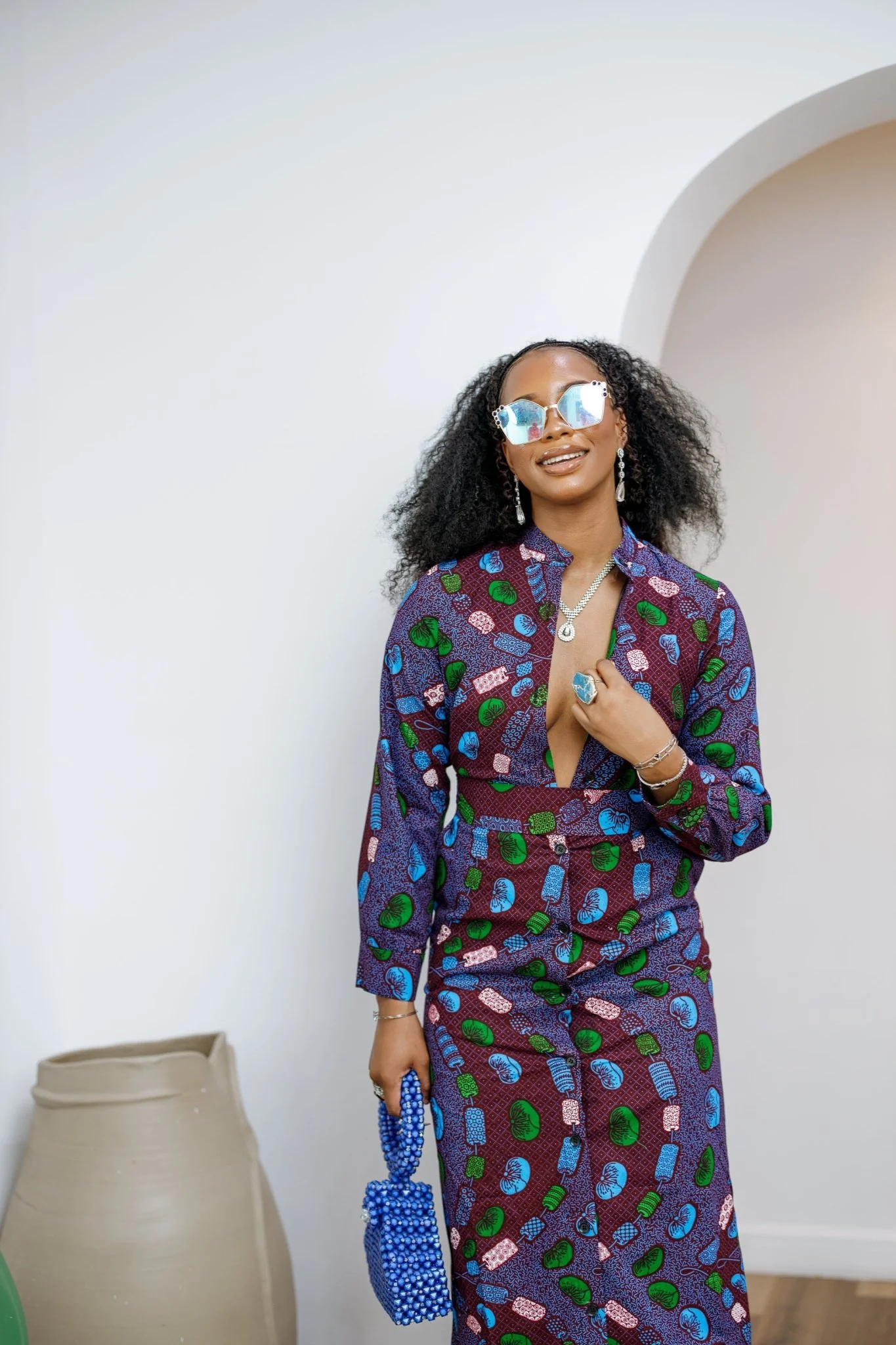 EMILY AFRICAN PRINT BUTTON MAXI DRESS [MULTICOLOR] - Image 2