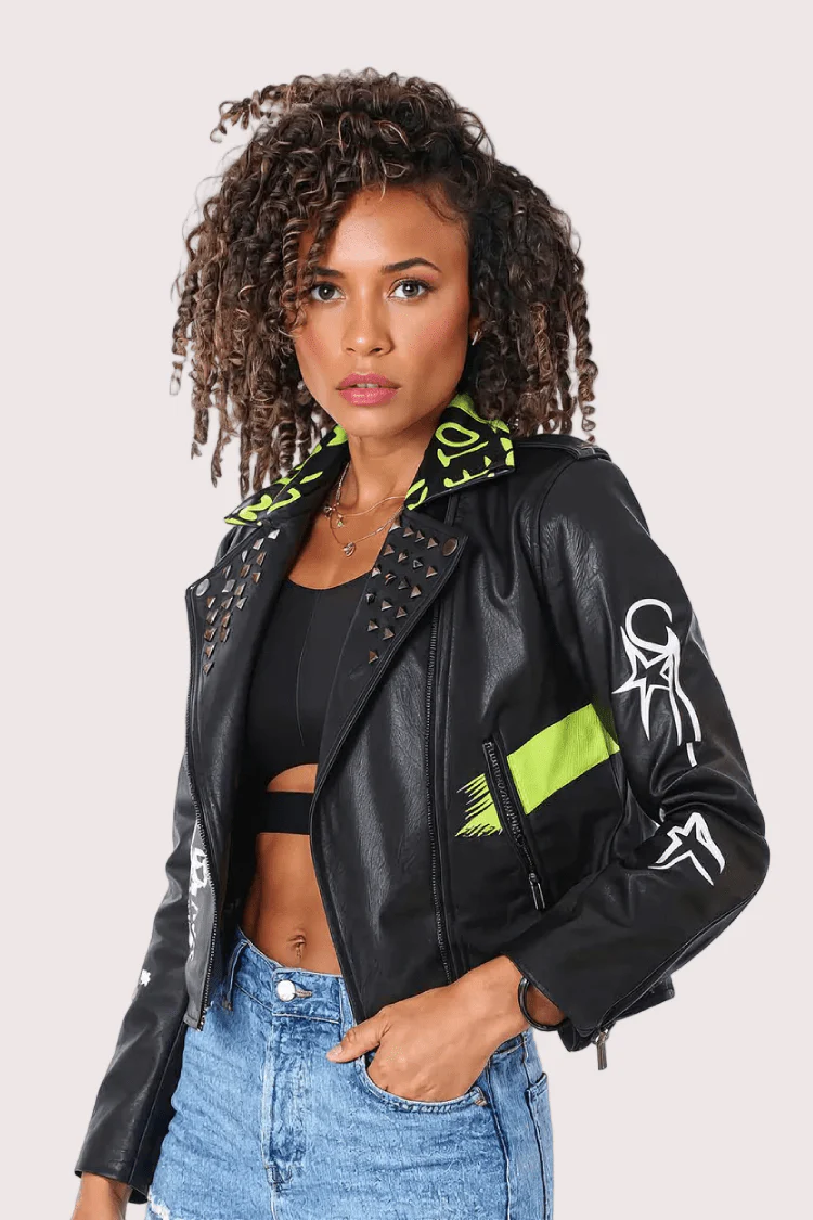 Empowered Soul Vegan Leather Moto Jacket- 81668