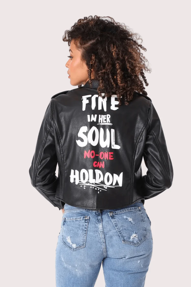 Empowered Soul Vegan Leather Moto Jacket- 81668 - Image 2