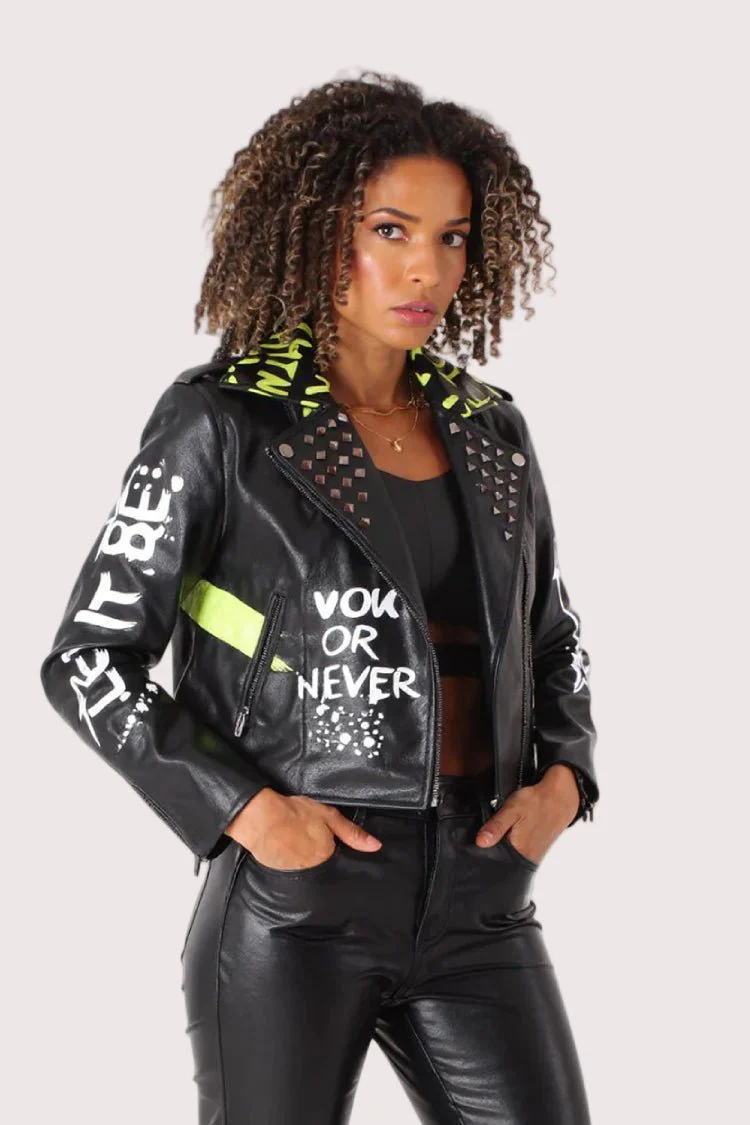 Empowered Soul Vegan Leather Moto Jacket- 81668 - Image 3