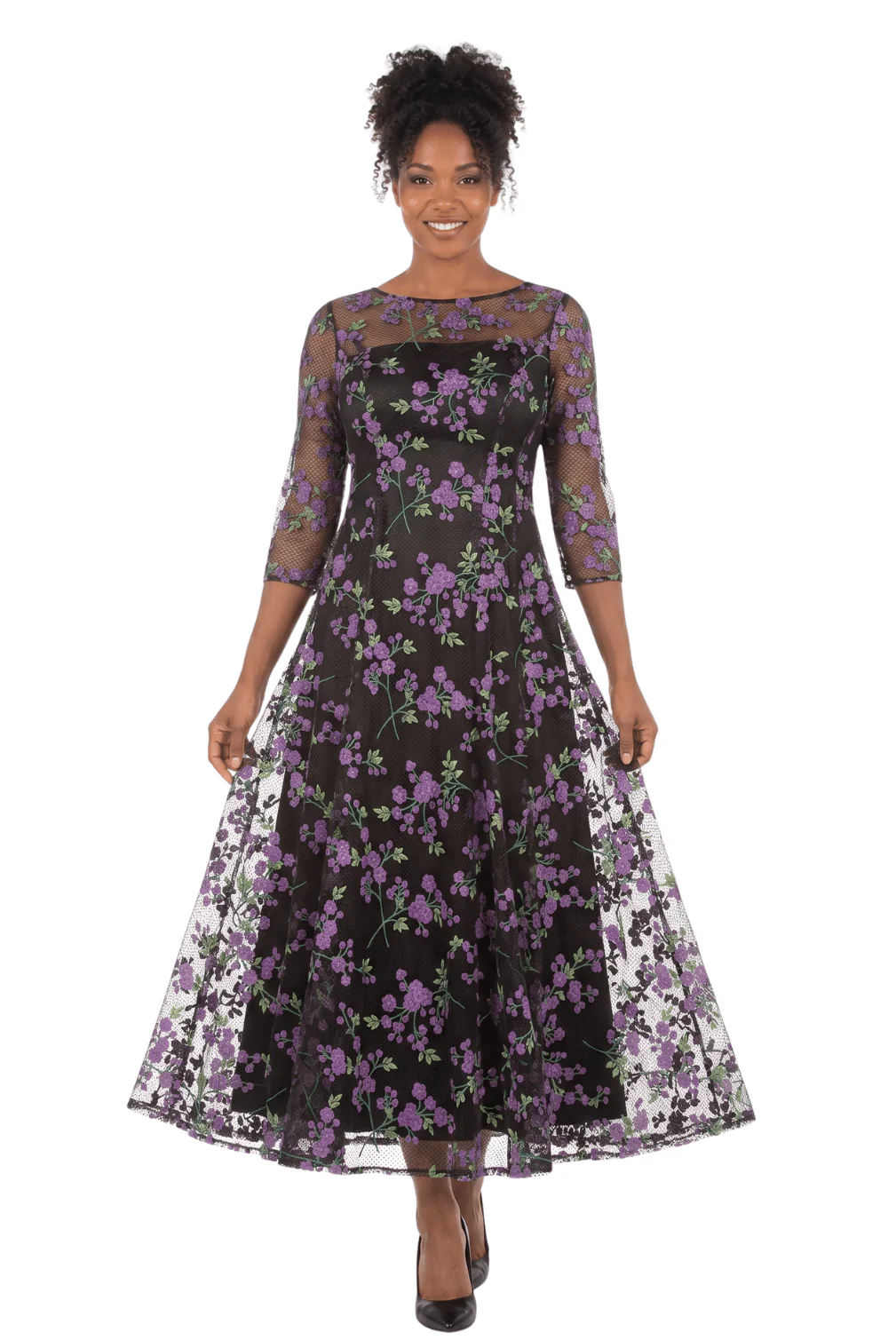 Evening Dress w/ See-thru Sleeves - Image 3
