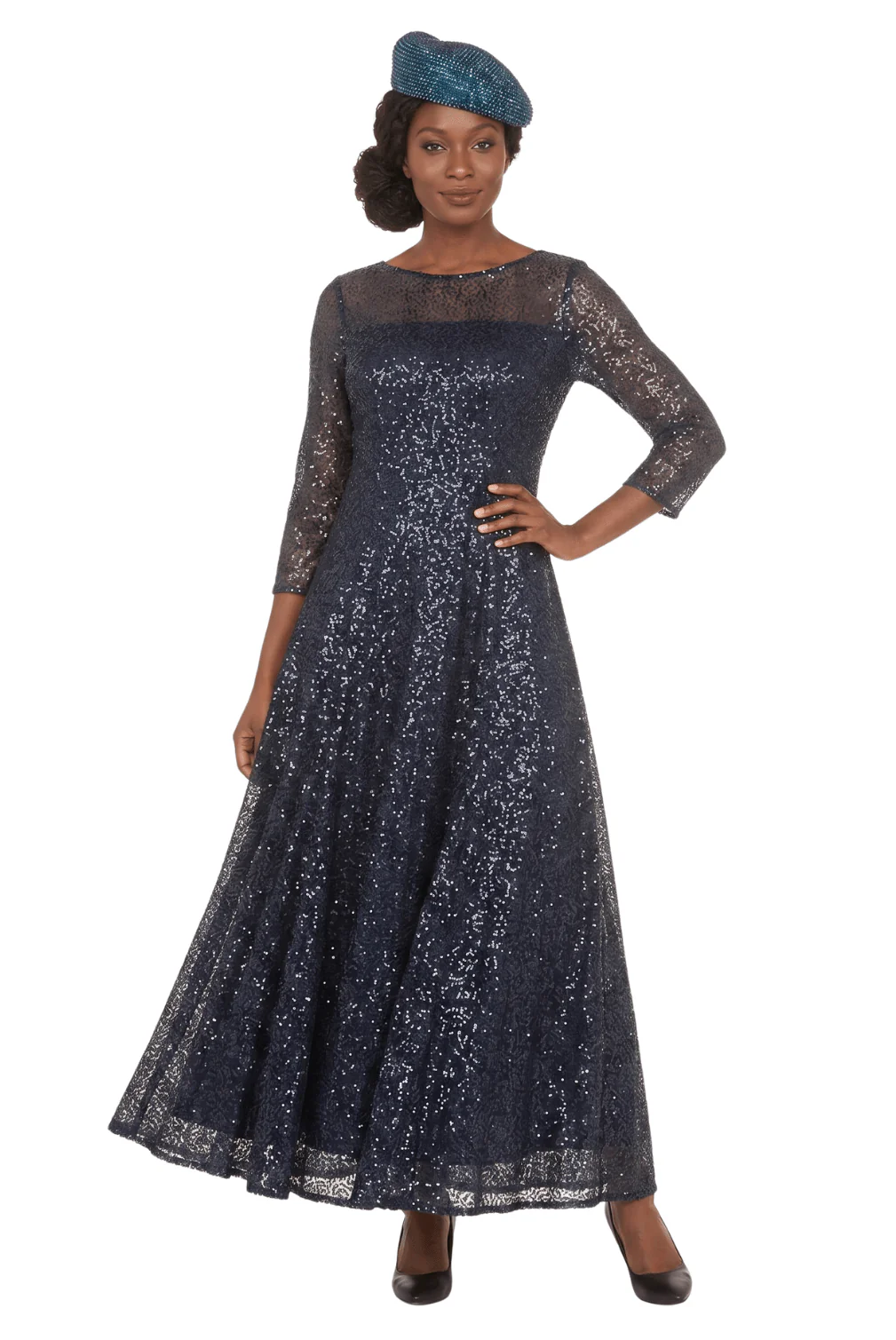 Evening Dress w/ See-thru Sleeves - Image 5