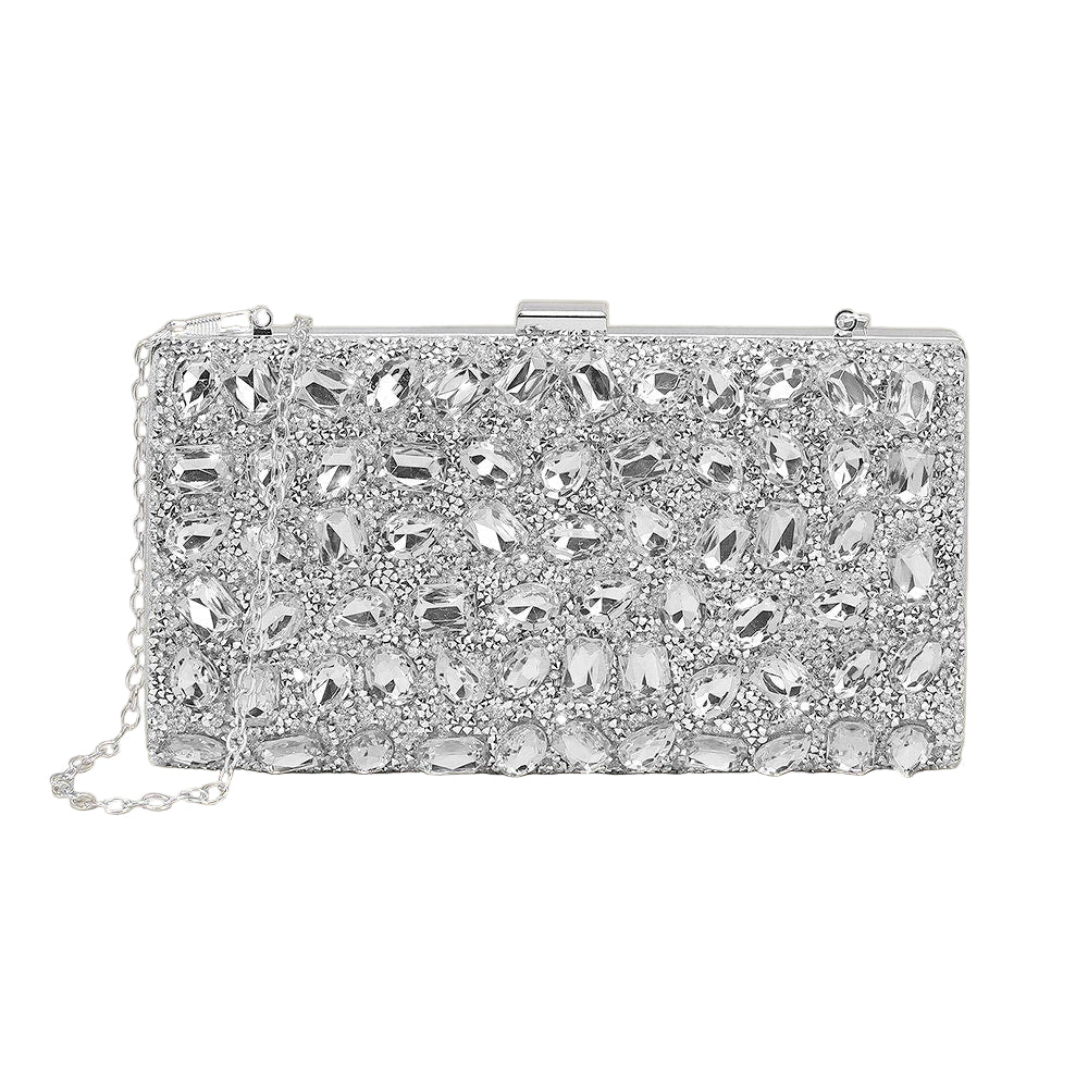 Faceted Stone Embellished Evening Clutch Bag - Image 2