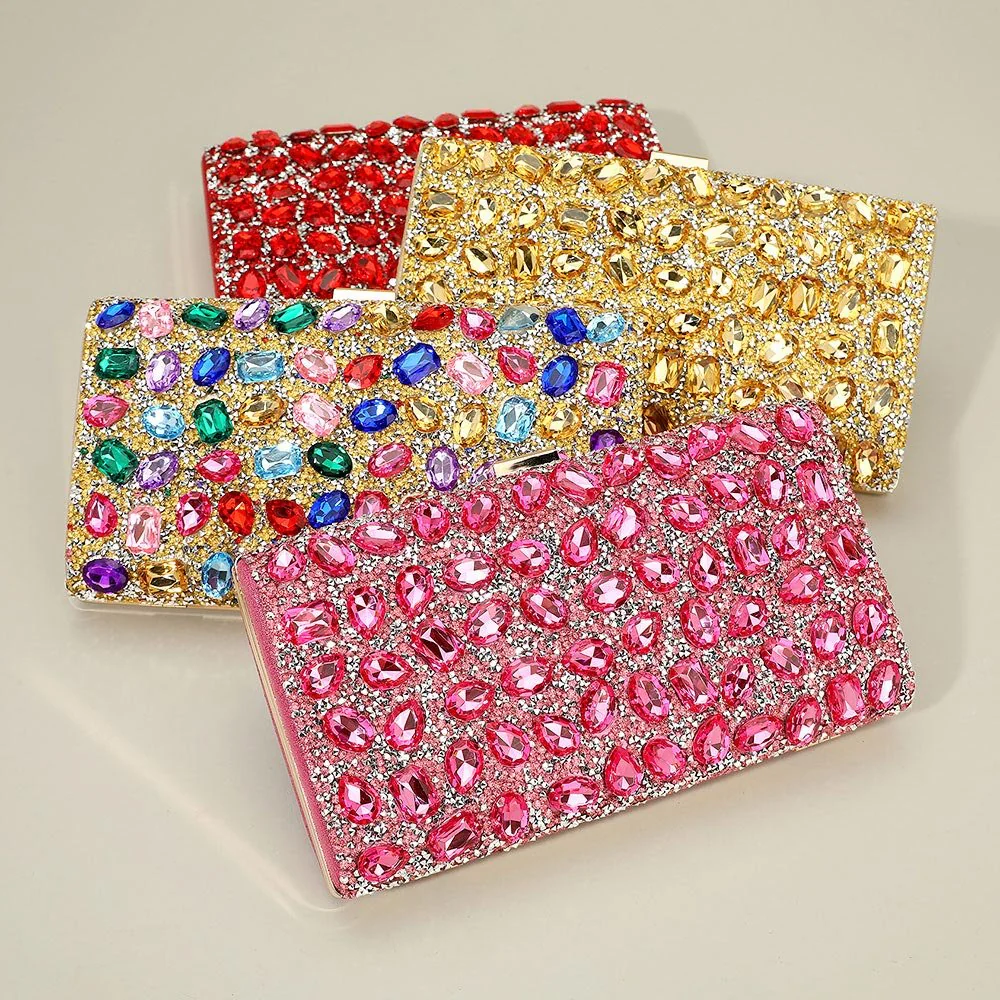 Faceted Stone Embellished Evening Clutch Bag - Image 4