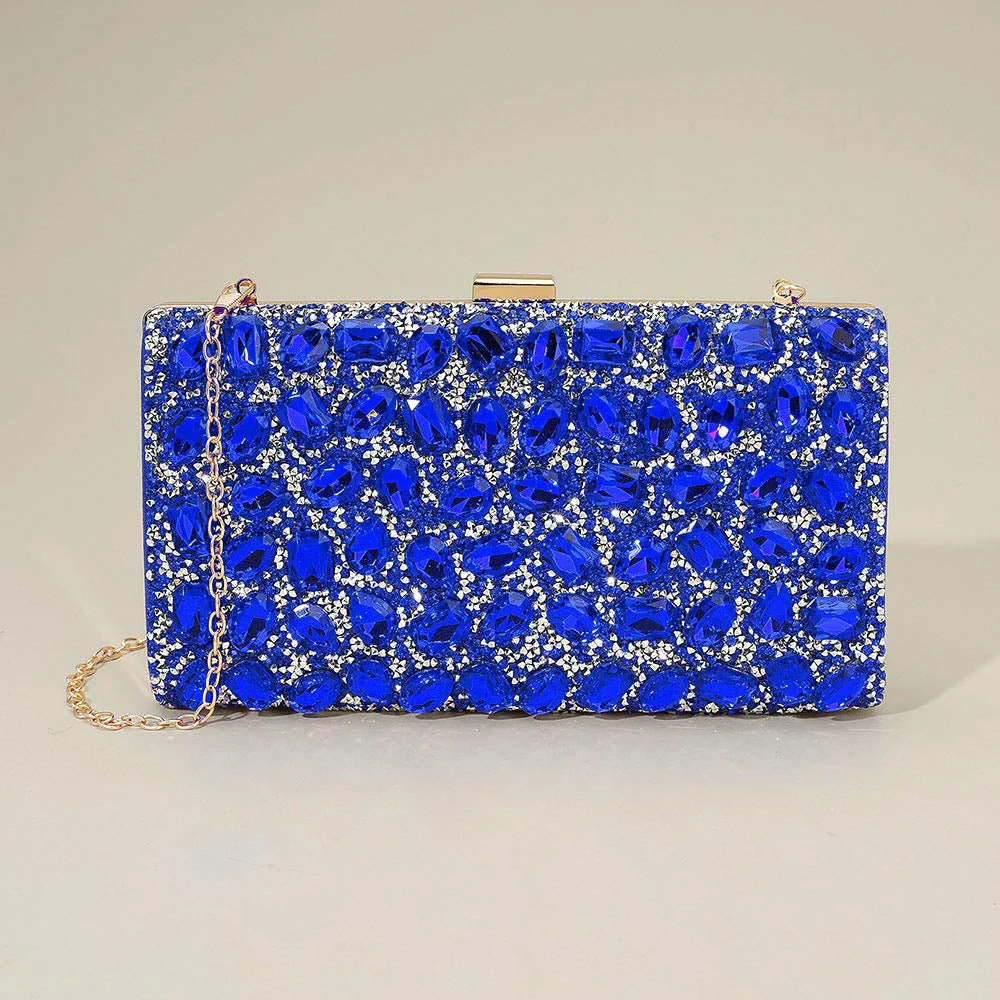 Faceted Stone Embellished Evening Clutch Bag - Image 5