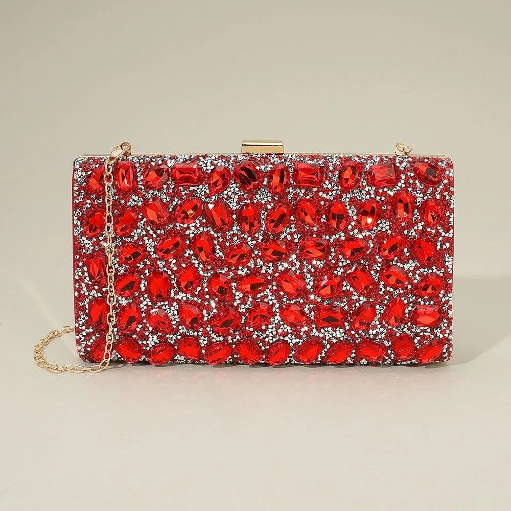 Faceted Stone Embellished Evening Clutch Bag - Image 6