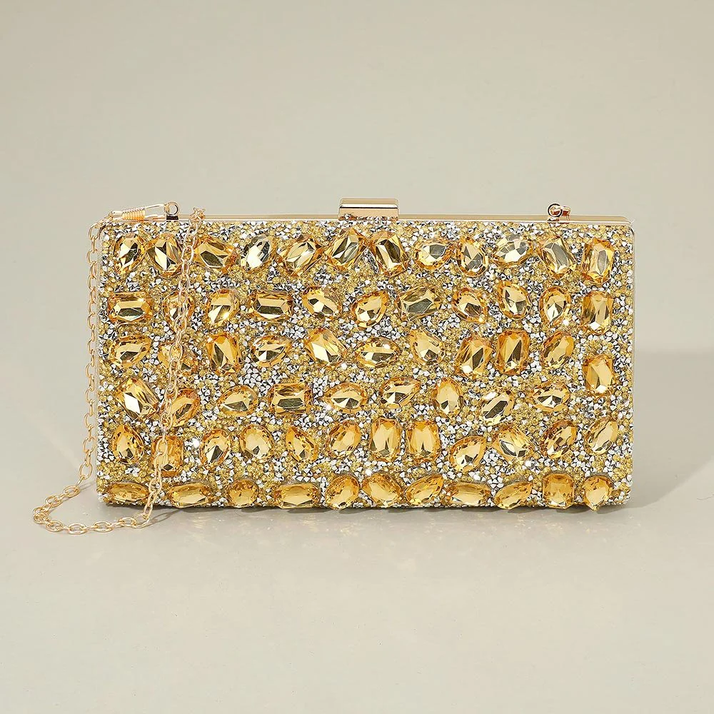 Faceted Stone Embellished Evening Clutch Bag - Image 8