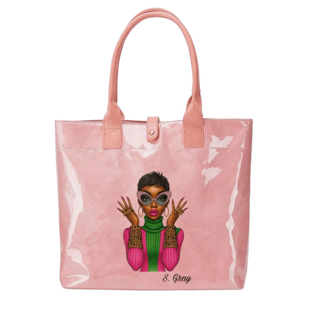Faith & Glow Pink Solid Vinyl Tote Bag