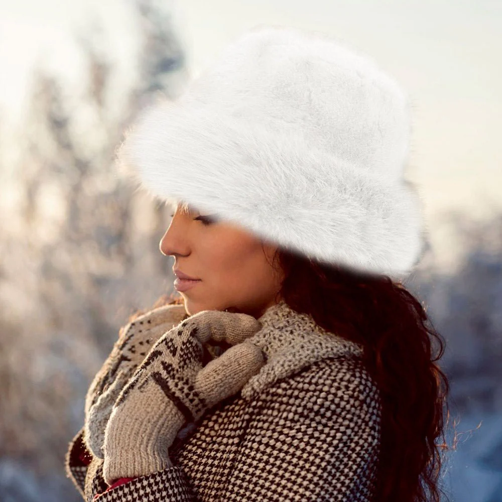 Faux Fur Russian Style Plush Bucket Hat - Image 8