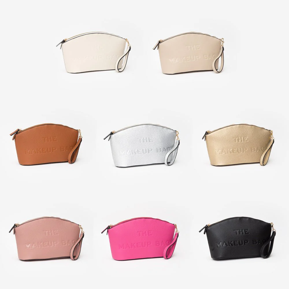 Faux Leather THE MAKE UP BAG Message Pouch Bag Beauty Organizer Bag - Image 7