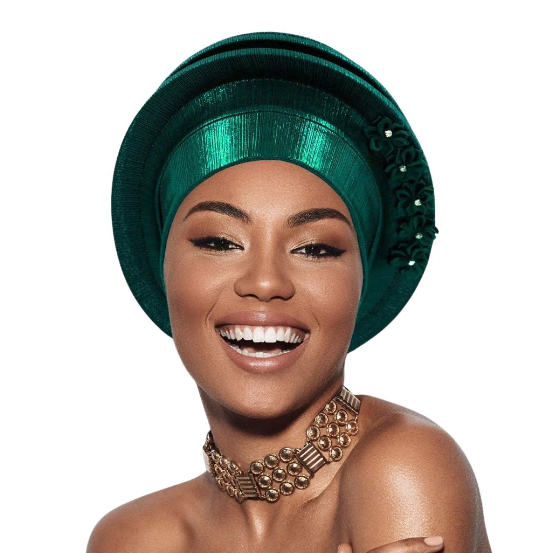 Floral Accent Structured Turban Hair Wrap - Image 4