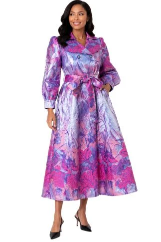 Floral Jacquard Belted Midi Dress - 9850