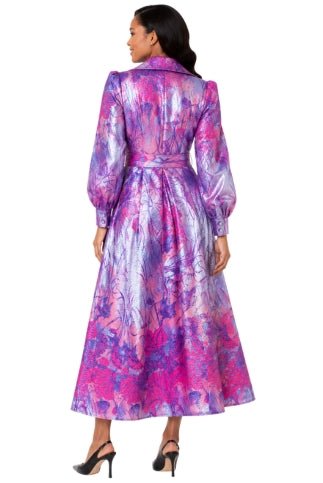 Floral Jacquard Belted Midi Dress - 9850 - Image 2